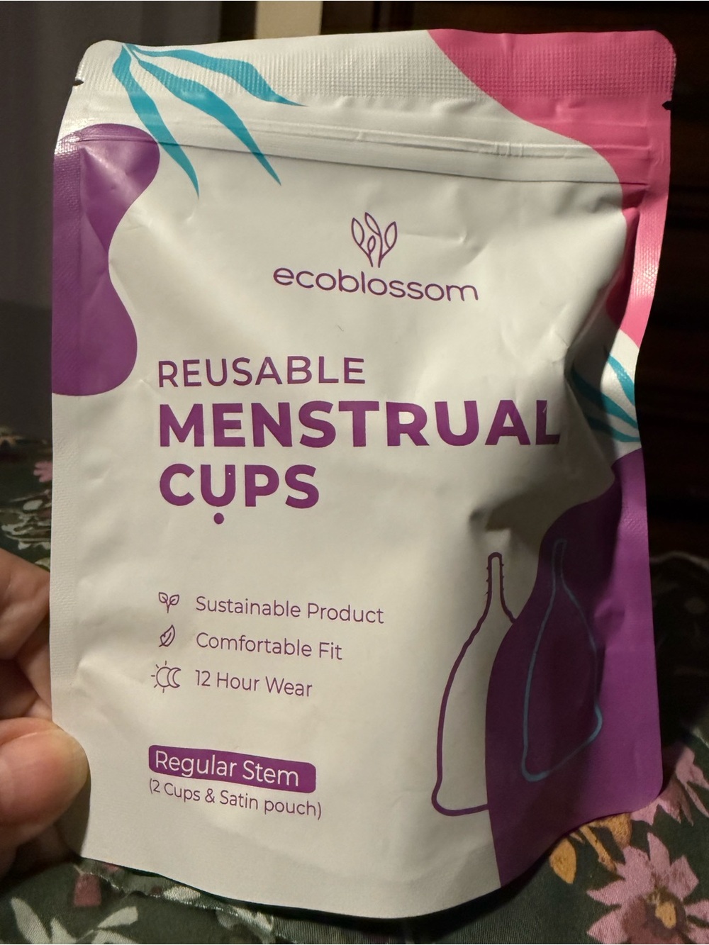 EcoBlossom Reusable Menstrual Cup Set - 2 pack! Small & Large w/ Satin Pouch.